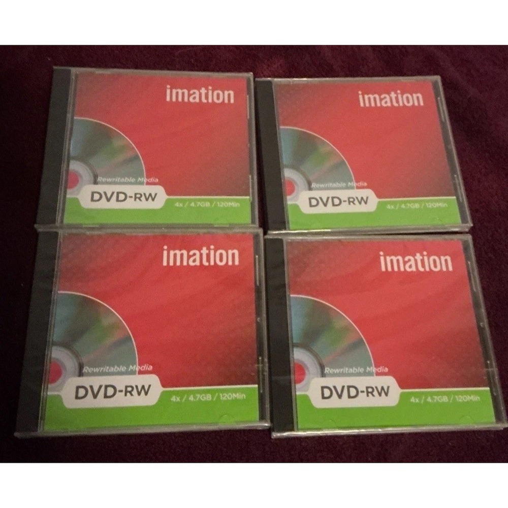 Imation 4.7GB DVD-RW 2 Hrs. Video - Lot of 4 Sealed NEW
